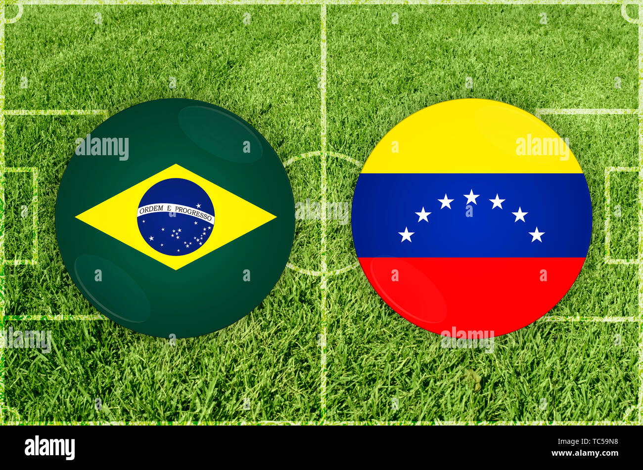 Brasil vs Venezuela football match Stock Photo