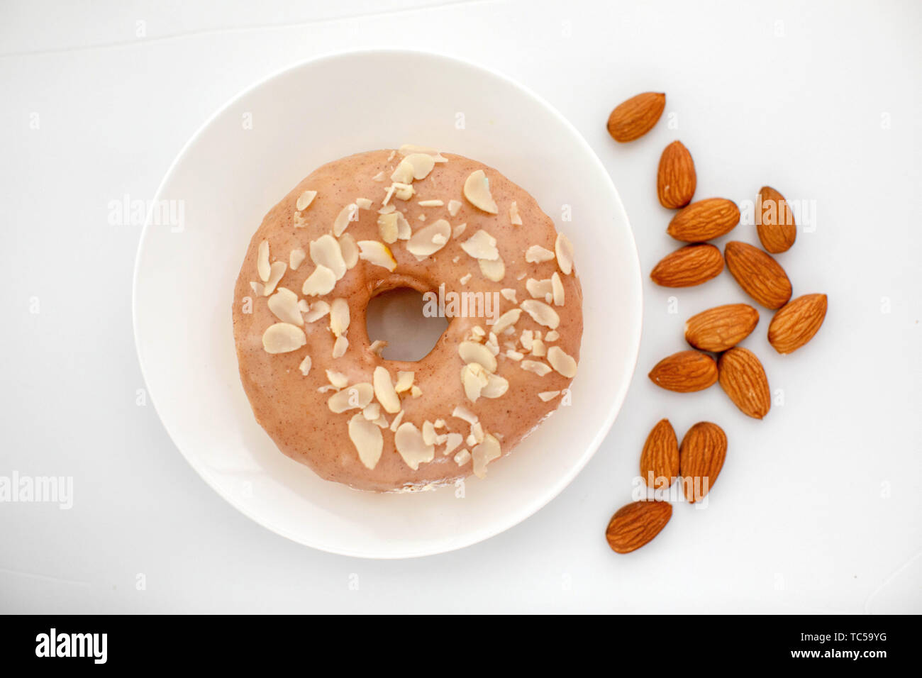 delicious donut and almond Stock Photo