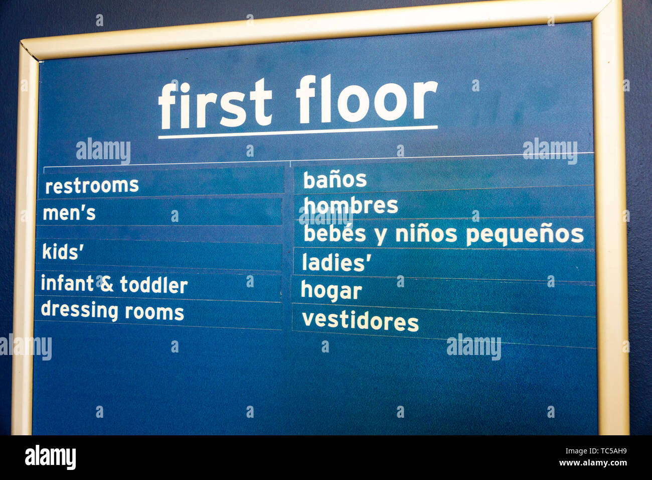 Miami Florida English Spanish Language Bilingual Sign Store