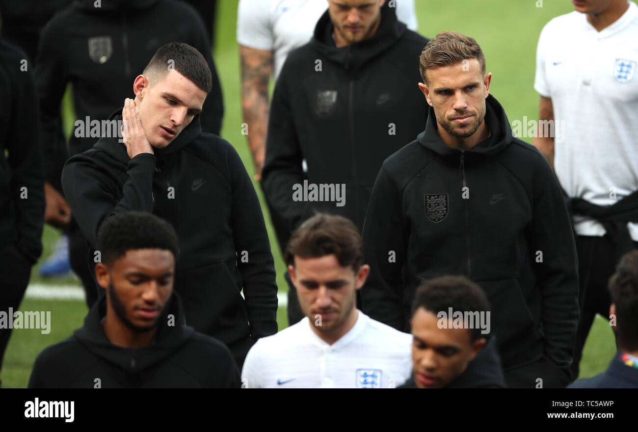Jordan Rice Declan England's Declan Rice and Jordan Henderson (right) during the walk ...