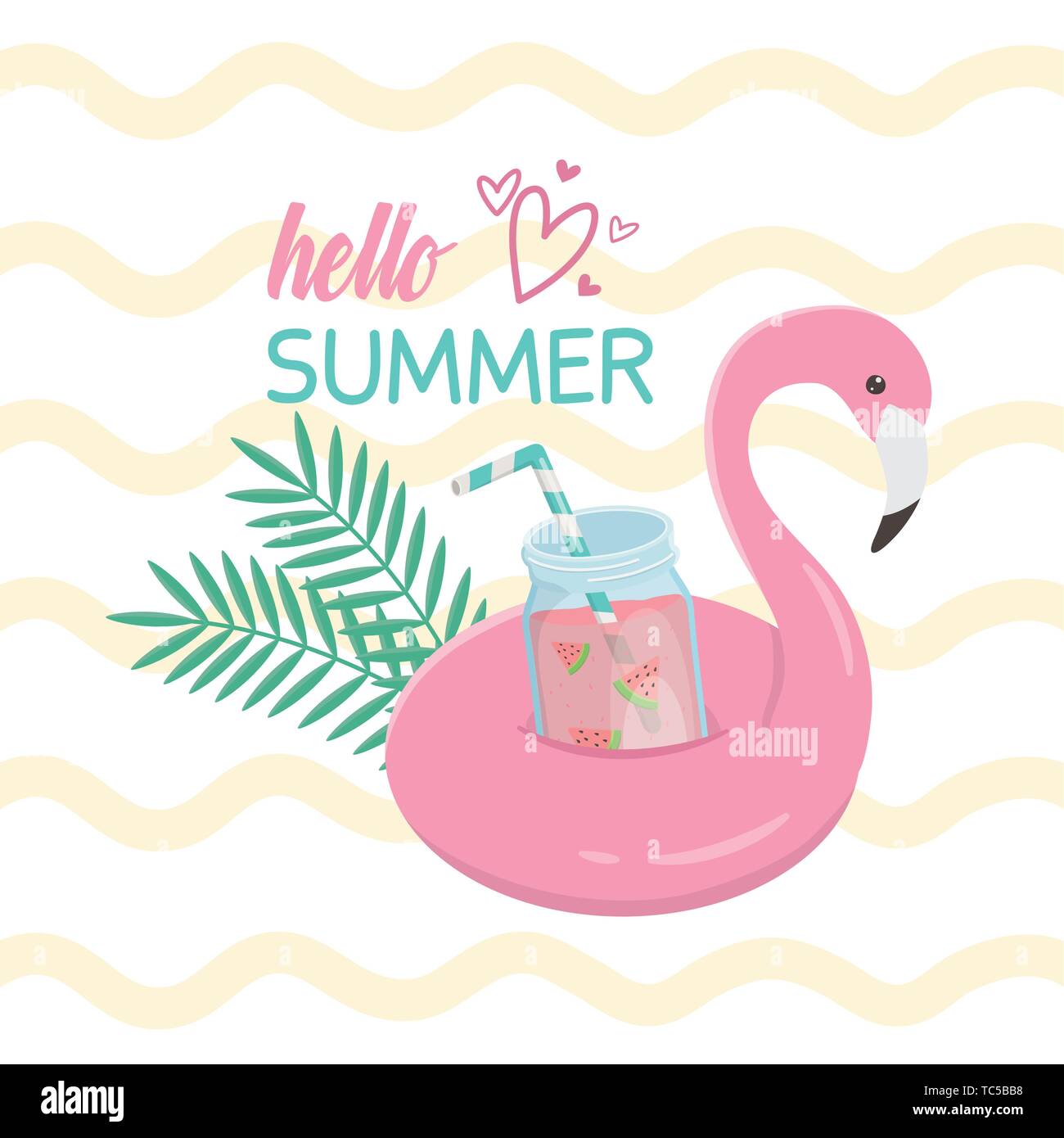 hello summer poster with flemish float icons vector illustration design ...