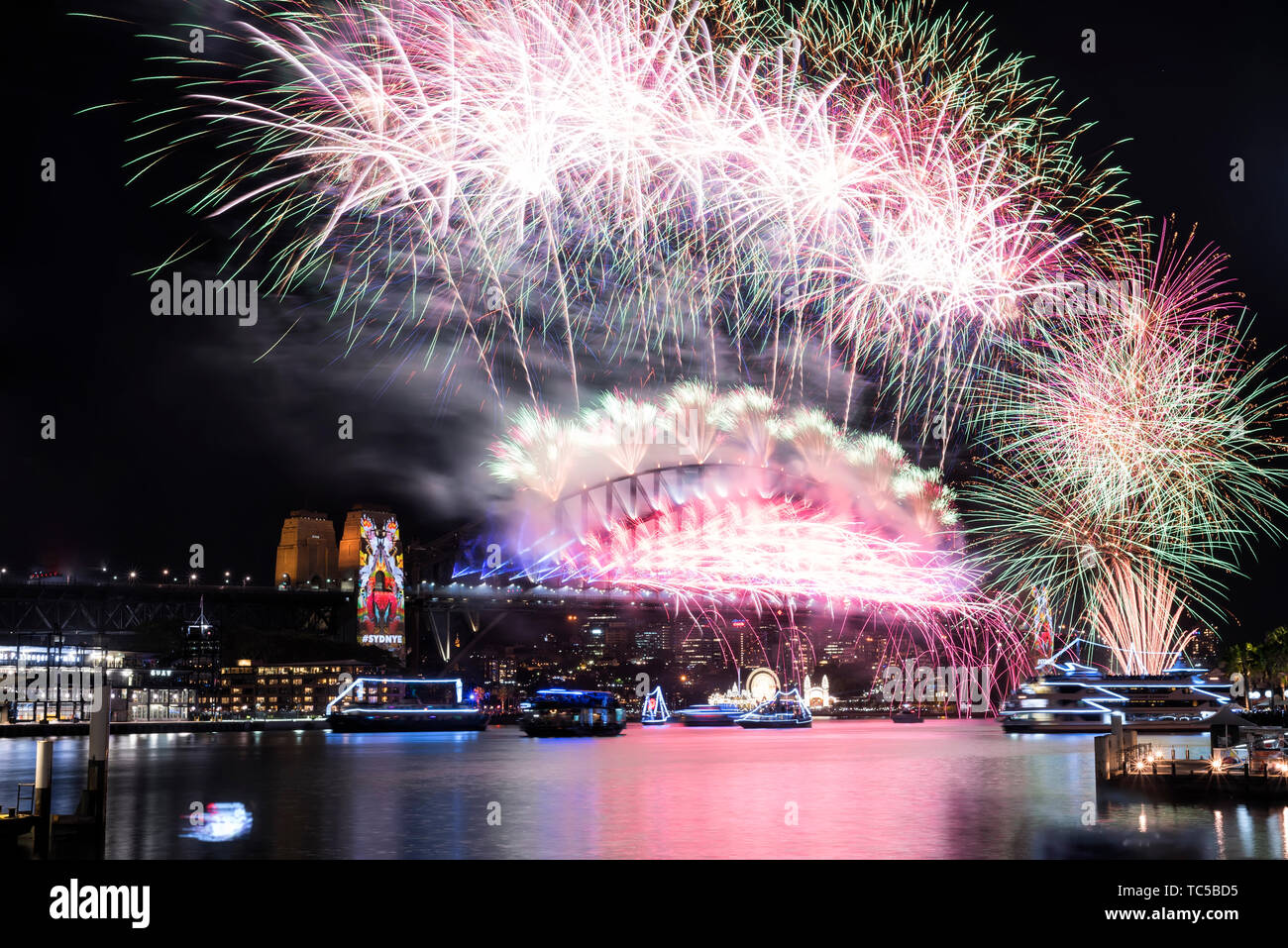 New Year fireworks filmed in Sydney Stock Photo Alamy