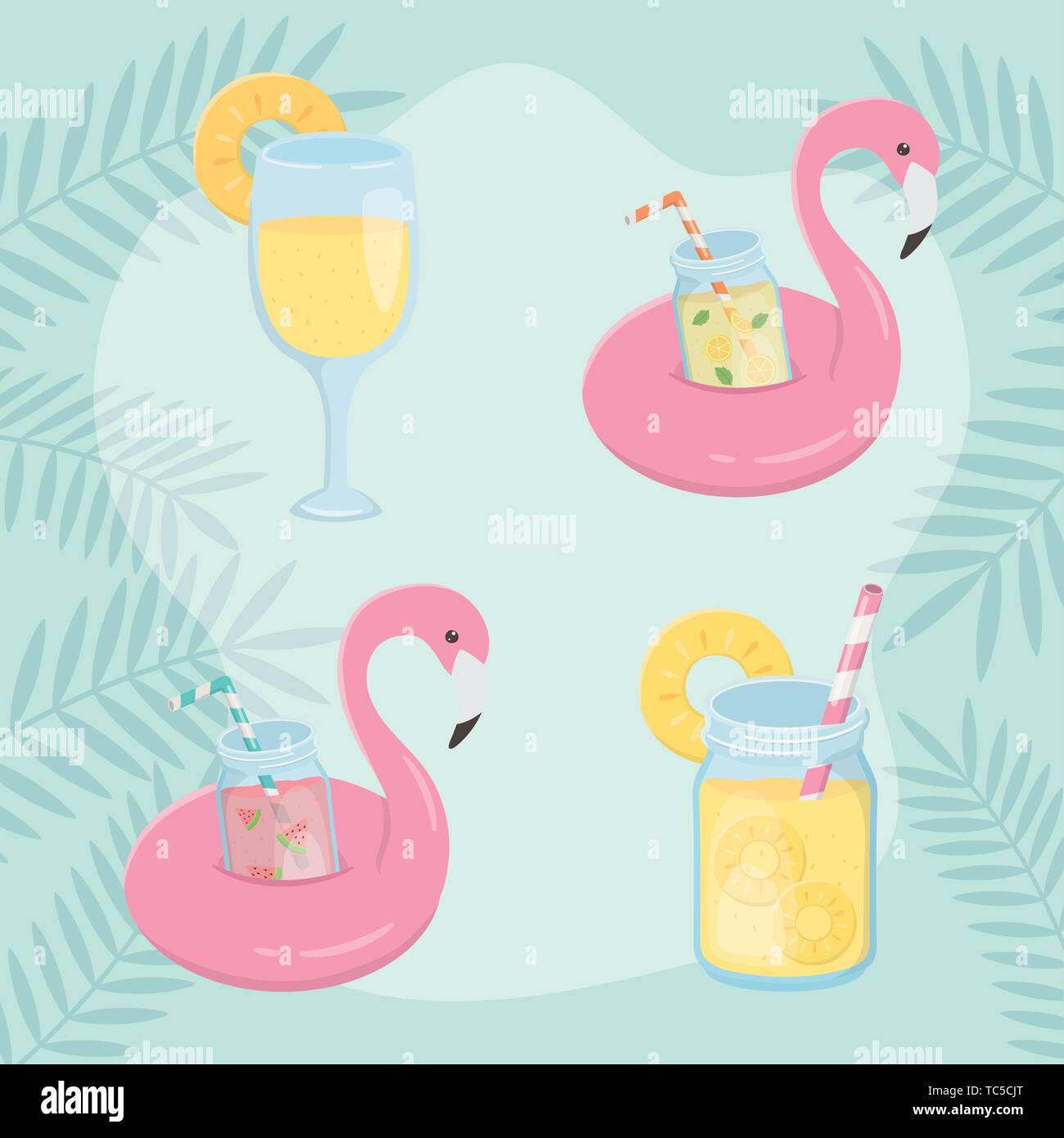summer holiday poster set icons vector illustration design Stock Vector ...