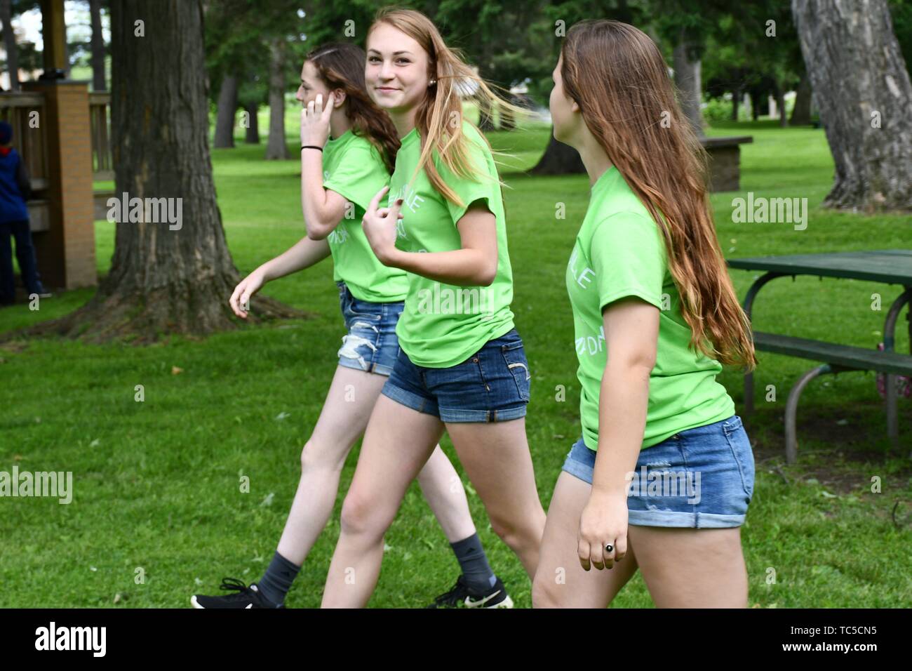 8th Grade Girls Walking In Park Wellsville New York Usa Stock Photo Alamy