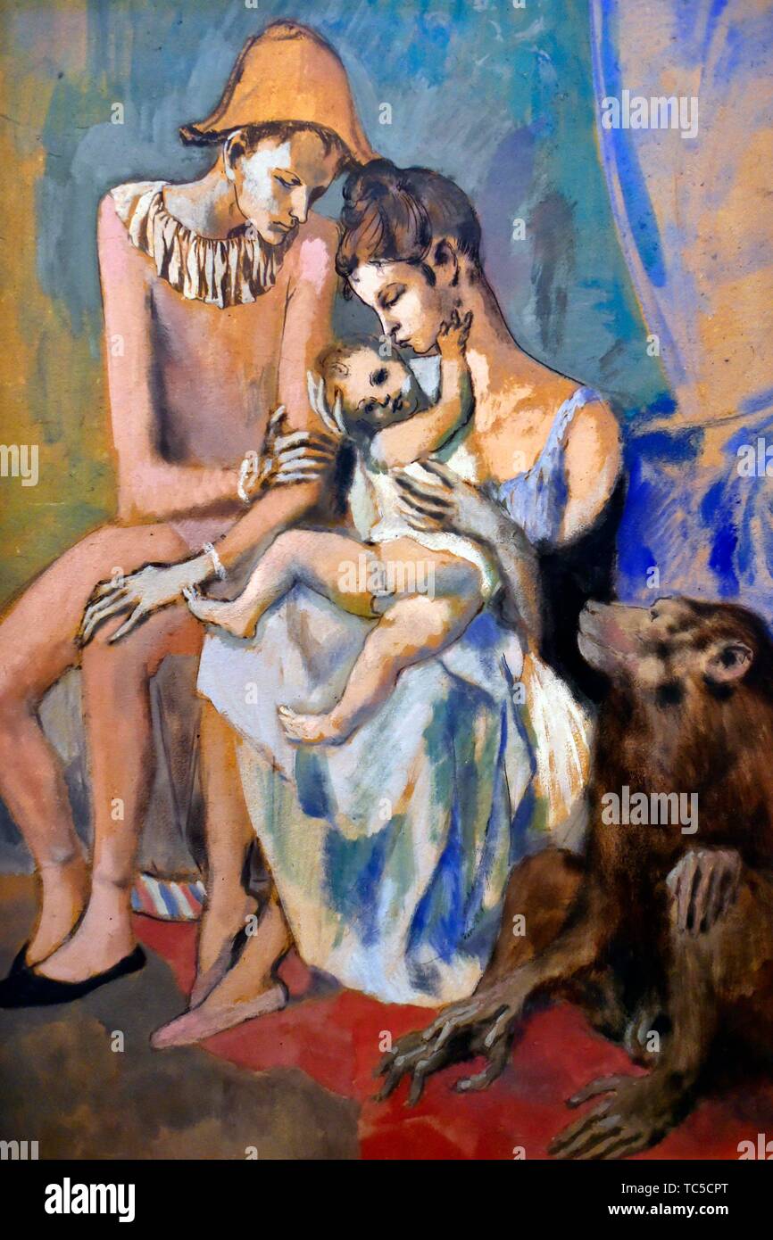 Acrobat´s Family with a Monkey, 1905, a painting by Pablo Picasso, Goteborgs Konstmuseum, Goteburg. Stock Photo