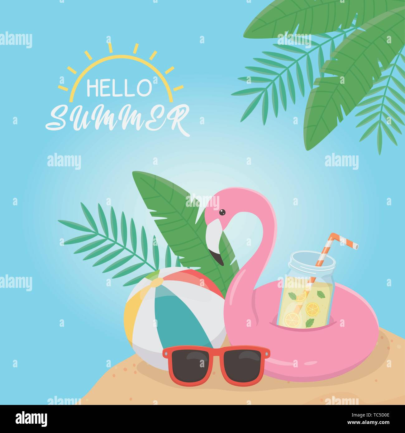 Beach scene palms balloon hi-res stock photography and images - Alamy