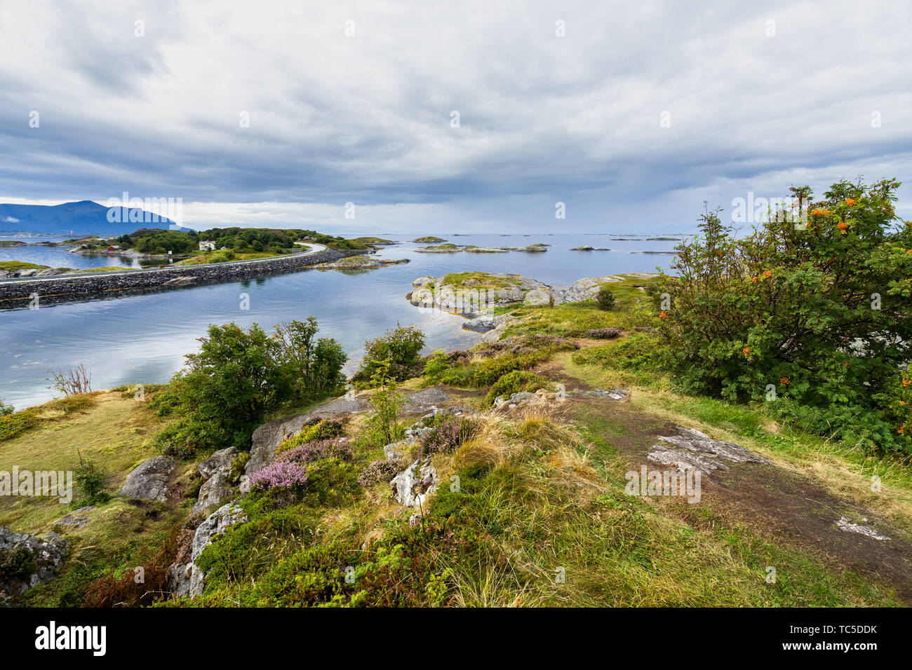 A small island near the Atlantic Road (Atlanterhavsveien), an iconic tourist attraction and popular site to film automotive commercials, Norway Stock Photo