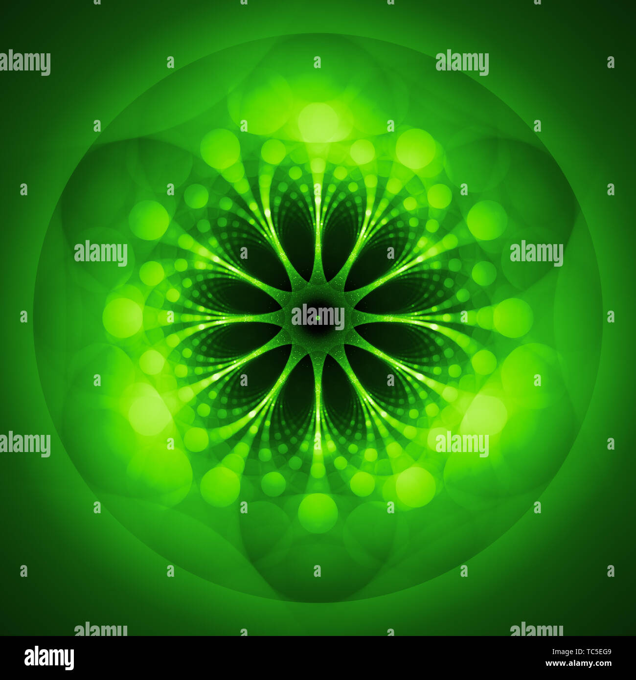 Green glowing network fractal concept, computer generated abstract background, 3D render Stock Photo