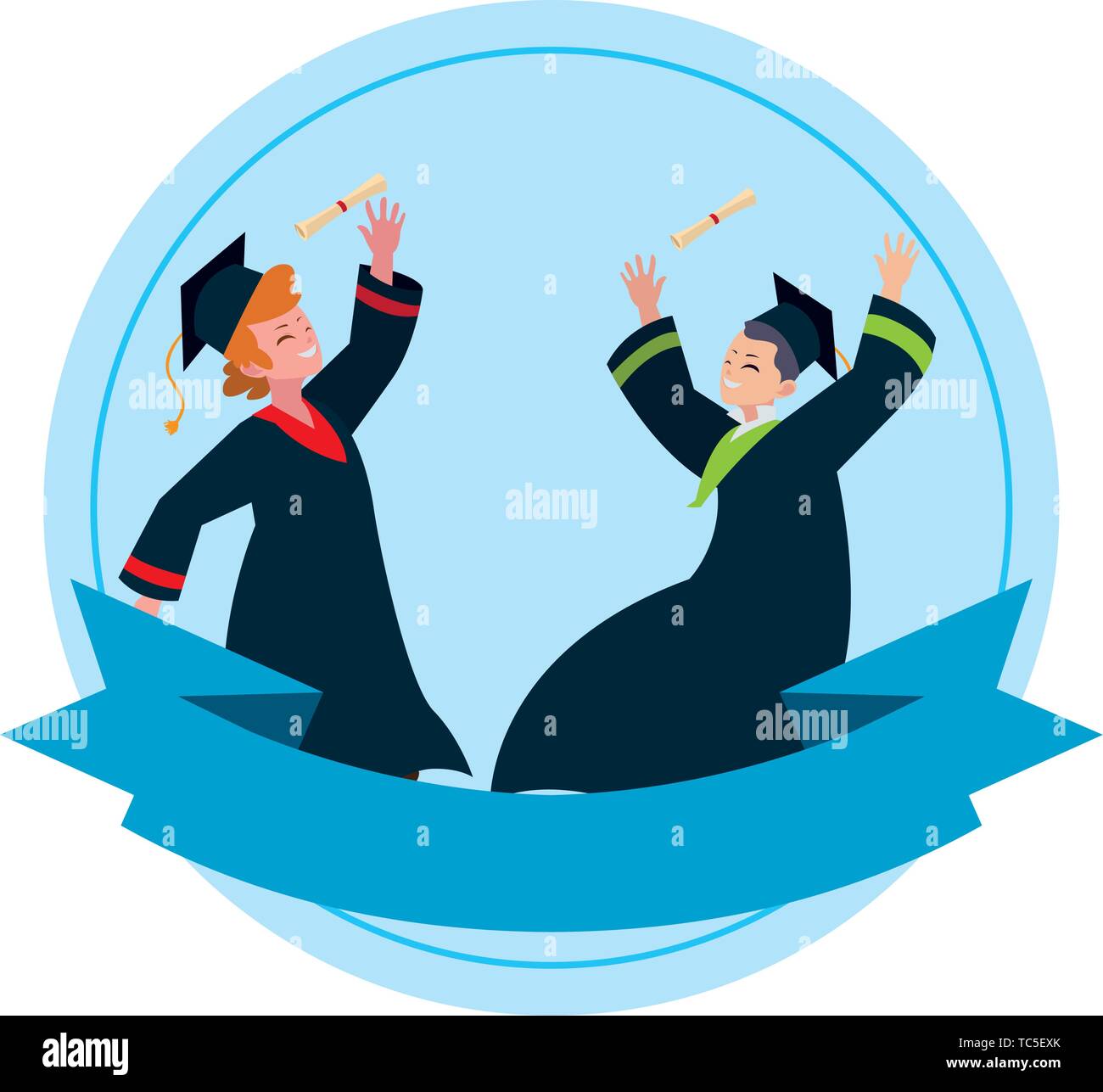 happy students boys graduated celebrating vector illustration design ...
