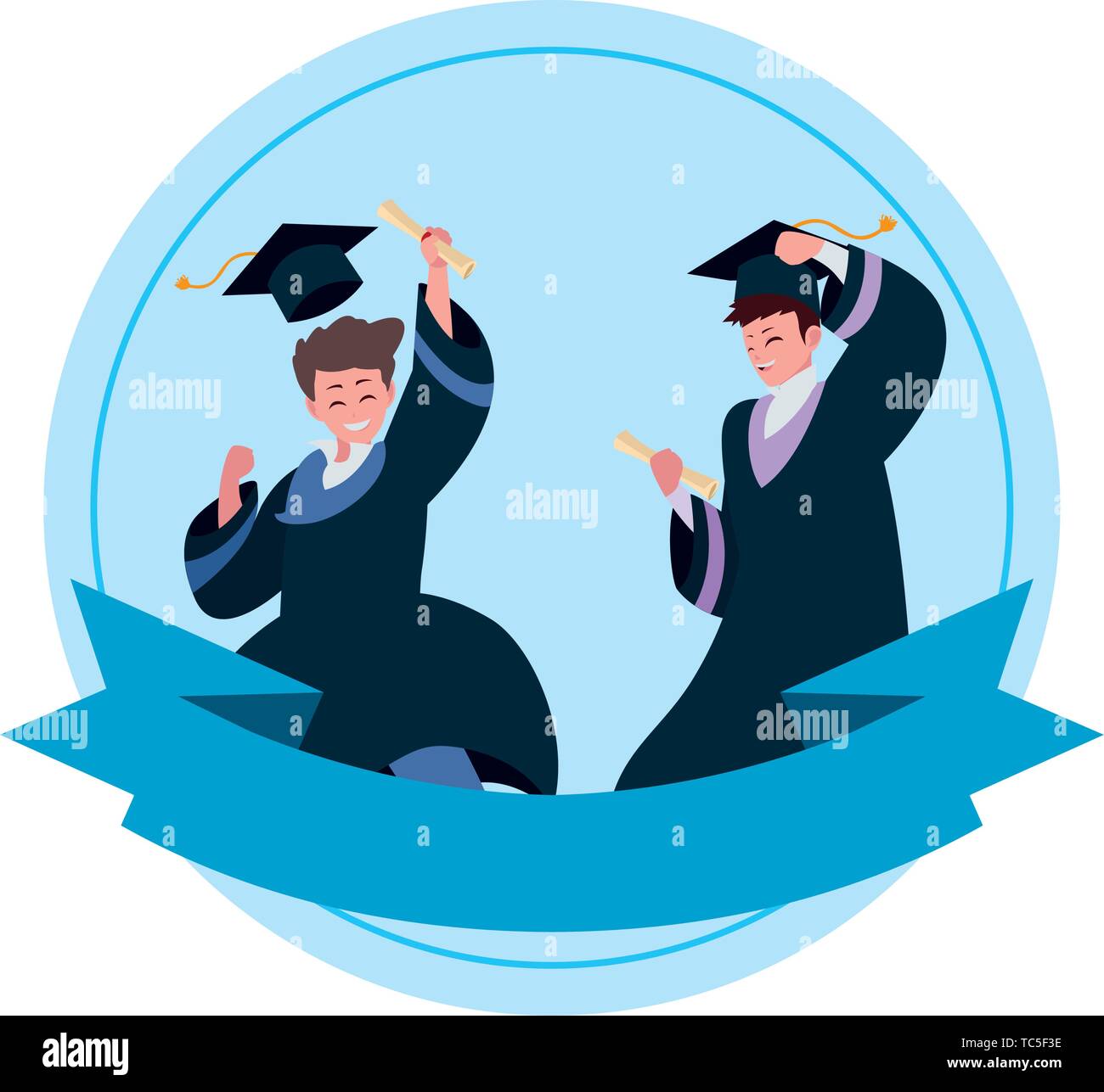 happy students boys graduated celebrating vector illustration design ...