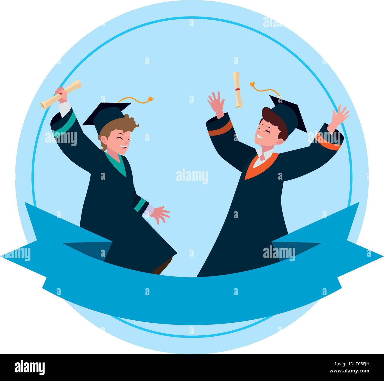 happy students boys graduated celebrating vector illustration design ...