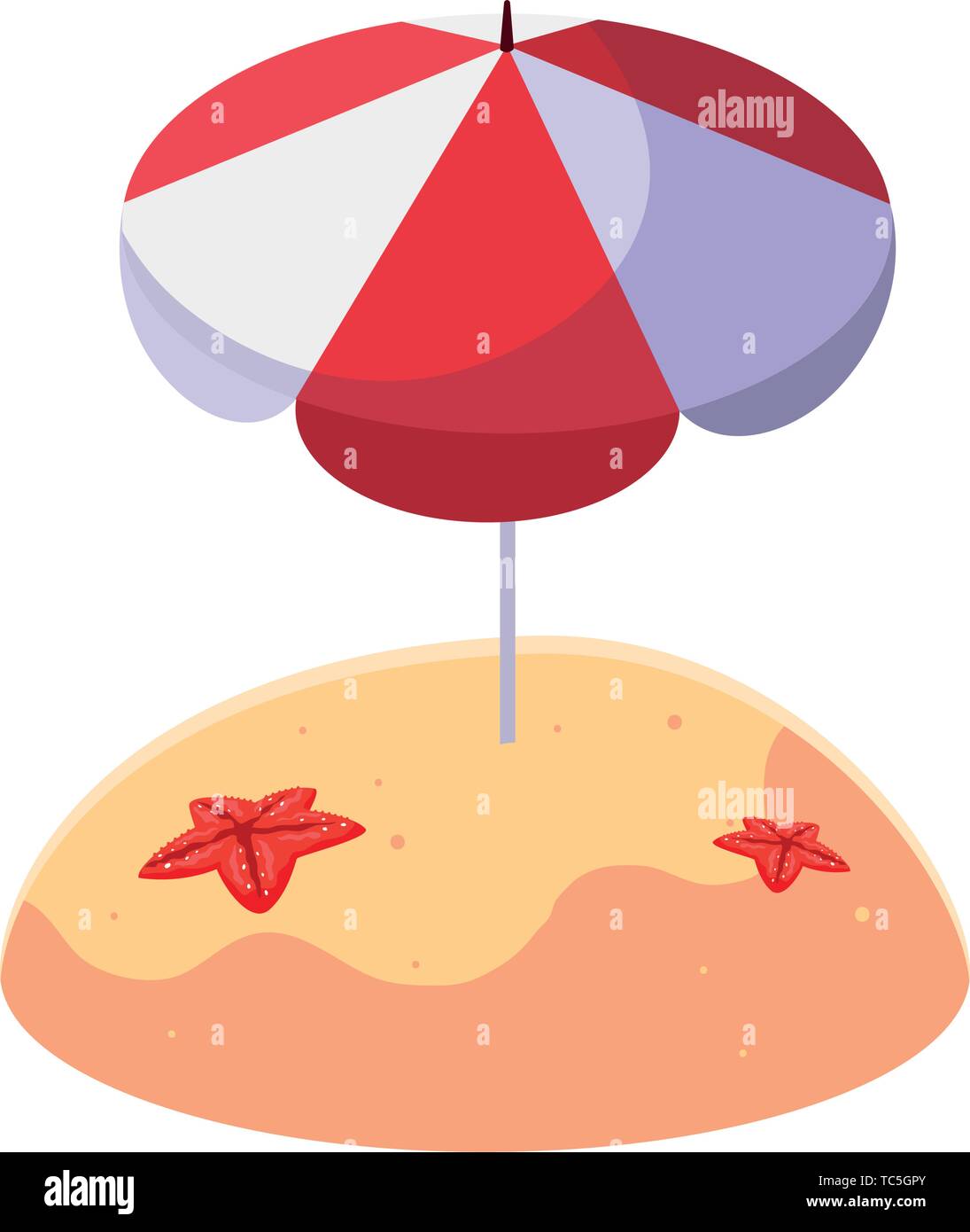 summer sand beach with umbrella and starfish vector illustration design ...