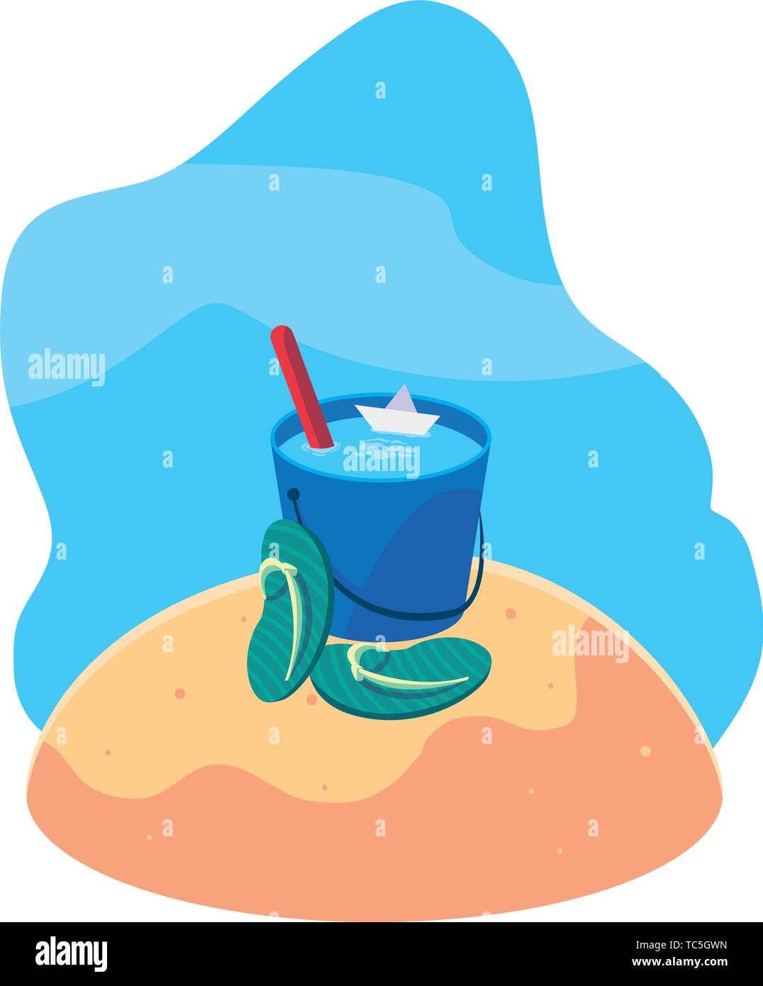summer sand beach with flip flops scene vector illustration design ...