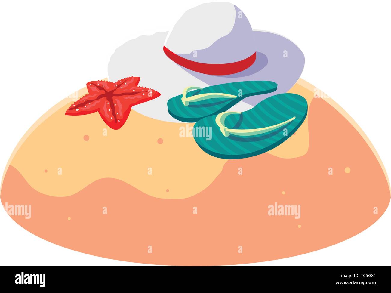 summer sand beach with flip flops scene vector illustration design ...