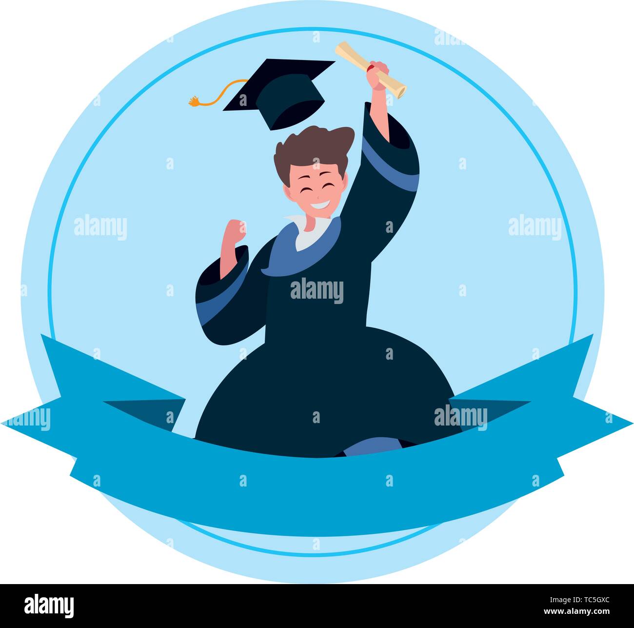 happy student boy graduated celebrating vector illustration design ...