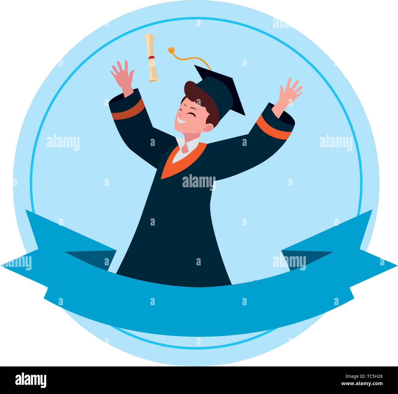 happy student boy graduated celebrating vector illustration design ...