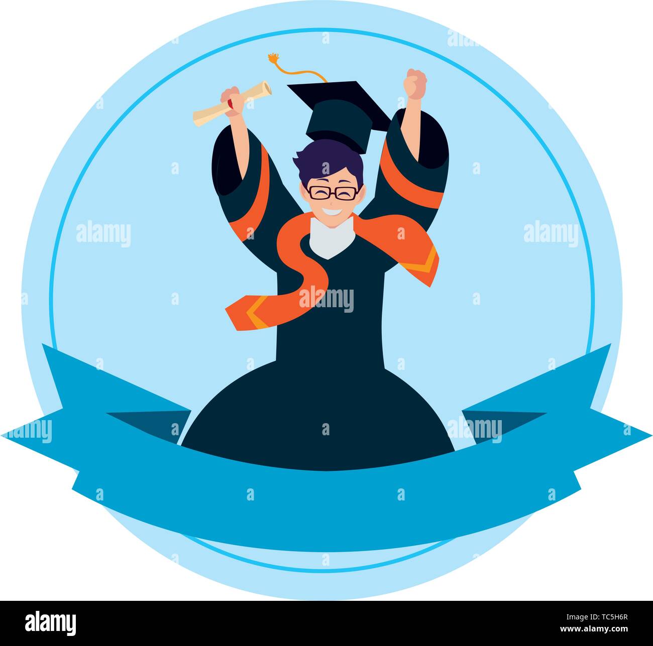happy student boy graduated celebrating vector illustration design ...
