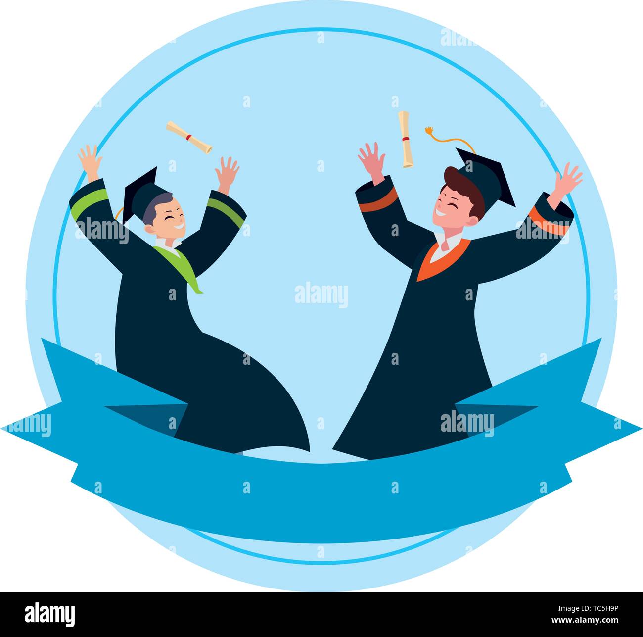 happy students boys graduated celebrating vector illustration design ...