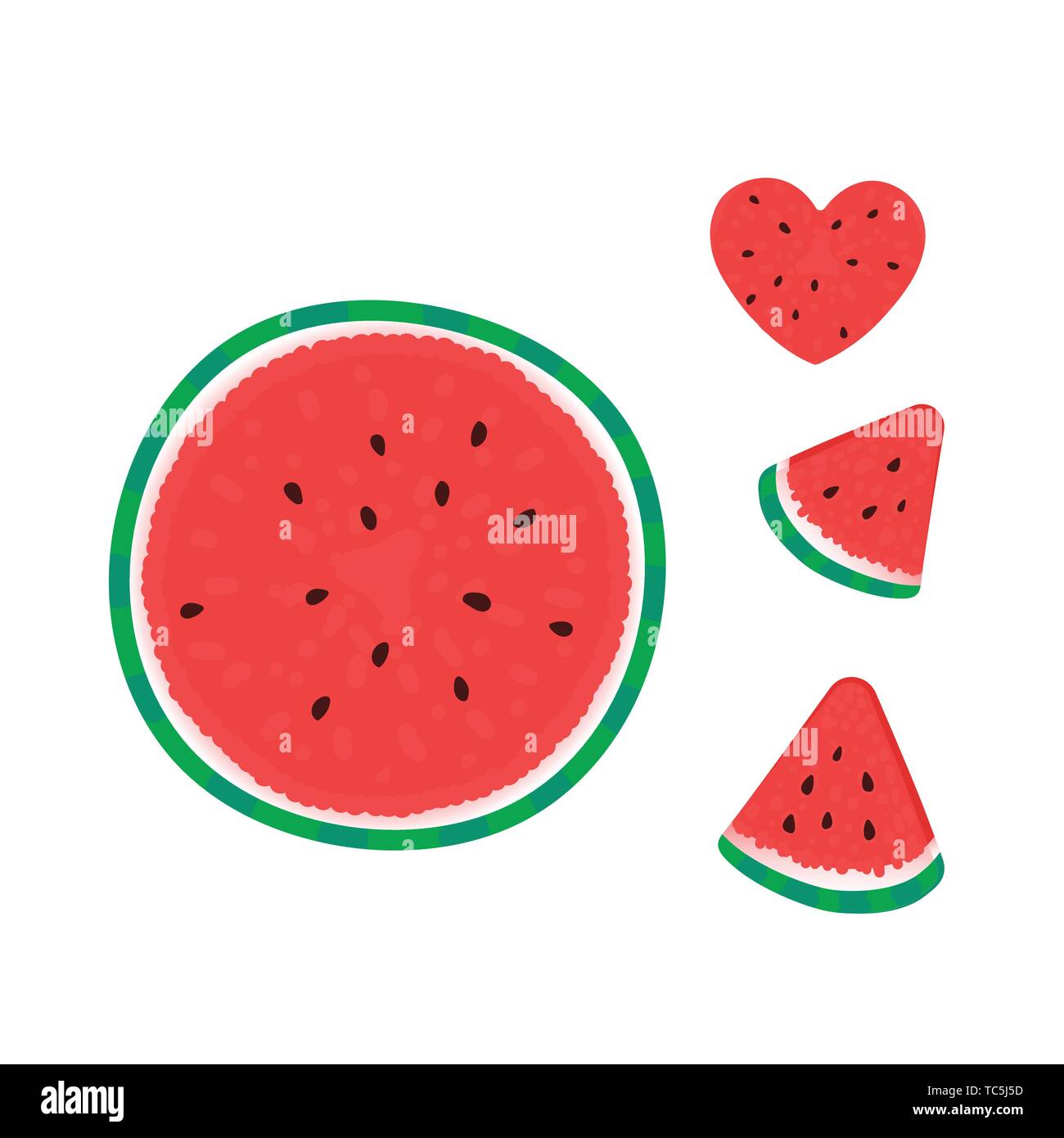 Watermelon with slice Vector illustration isolated on white. Summer design Stock Vector
