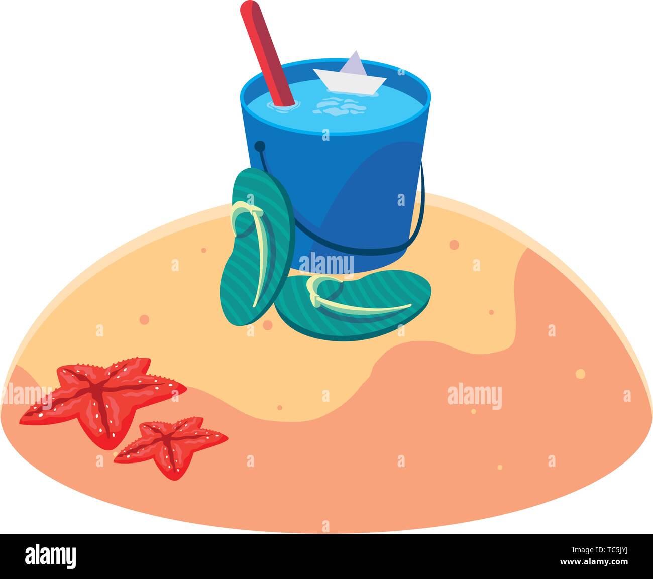 summer sand beach with flip flops scene vector illustration design ...