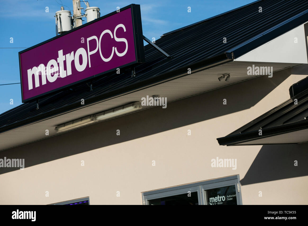 A logo sign outside of a MetroPCS Communications retail store location in Martinsburg, West Virginia on June 4, 2019. Stock Photo