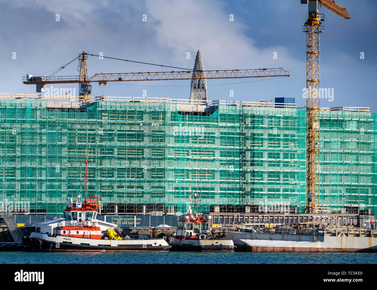 Reykjavik Harbor and Construction, Reykjavik, Iceland Stock Photo
