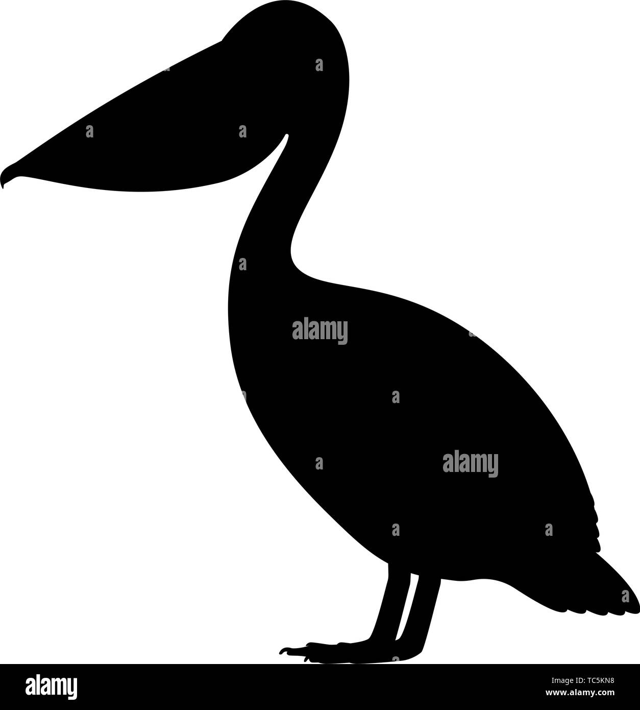 Vector illustration of black silhouette of pelican Stock Vector