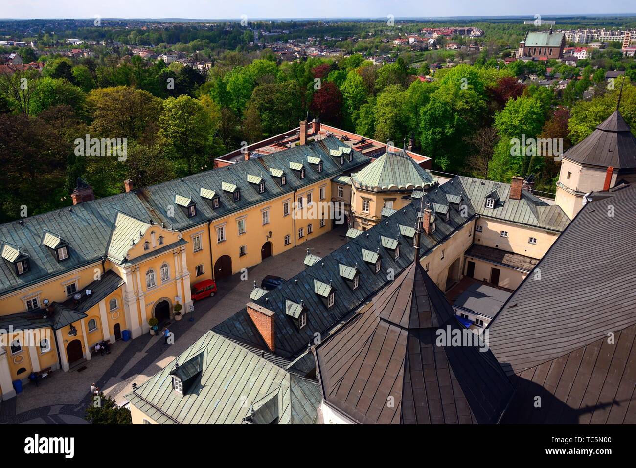 Aerial view for Pauline Fathers monastery from the tower of Jasna Gora Basilica, Jasna Gora - most famous Polish pilgrimage site, sanctuary of Our Stock Photo