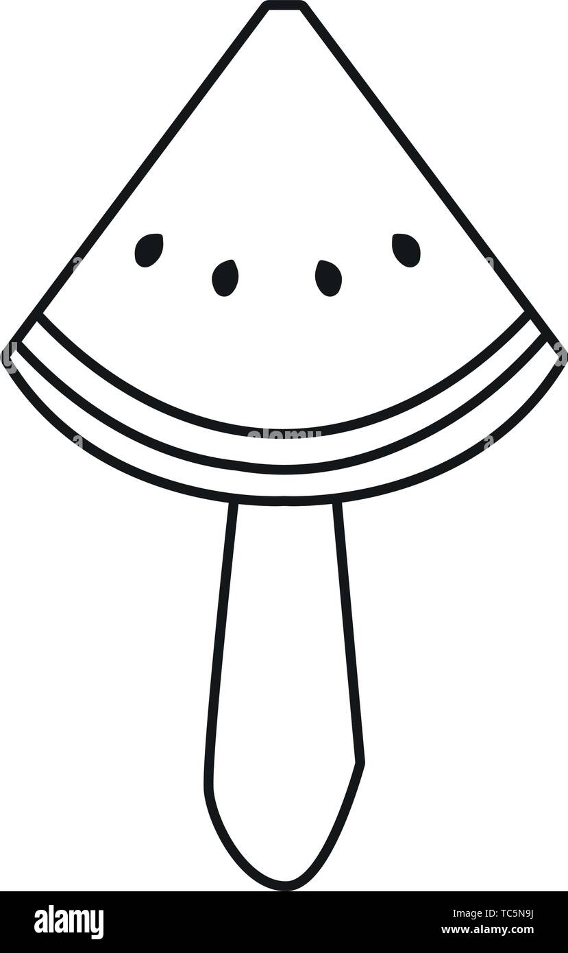 watermelon popsicle outline sketch on white background vector