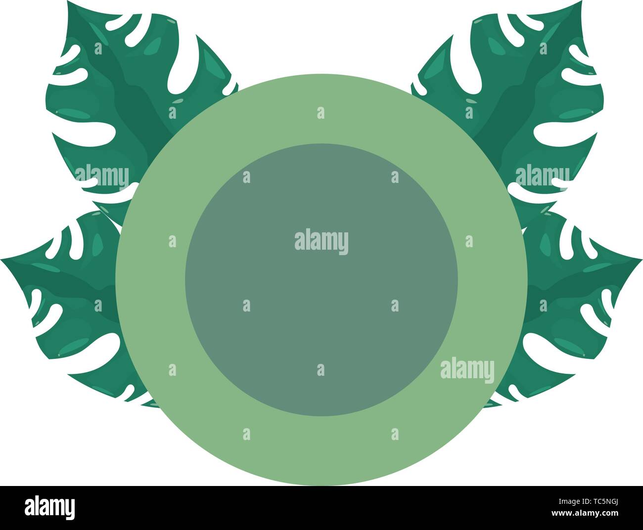 summer time badge foliage frame tropical leaves vector illustration ...