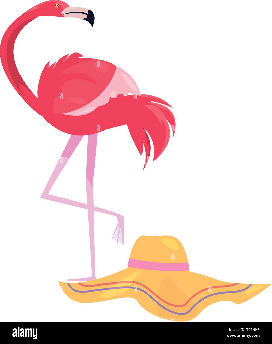 summer time holiday flamingo and hat vector illustration Stock Vector ...