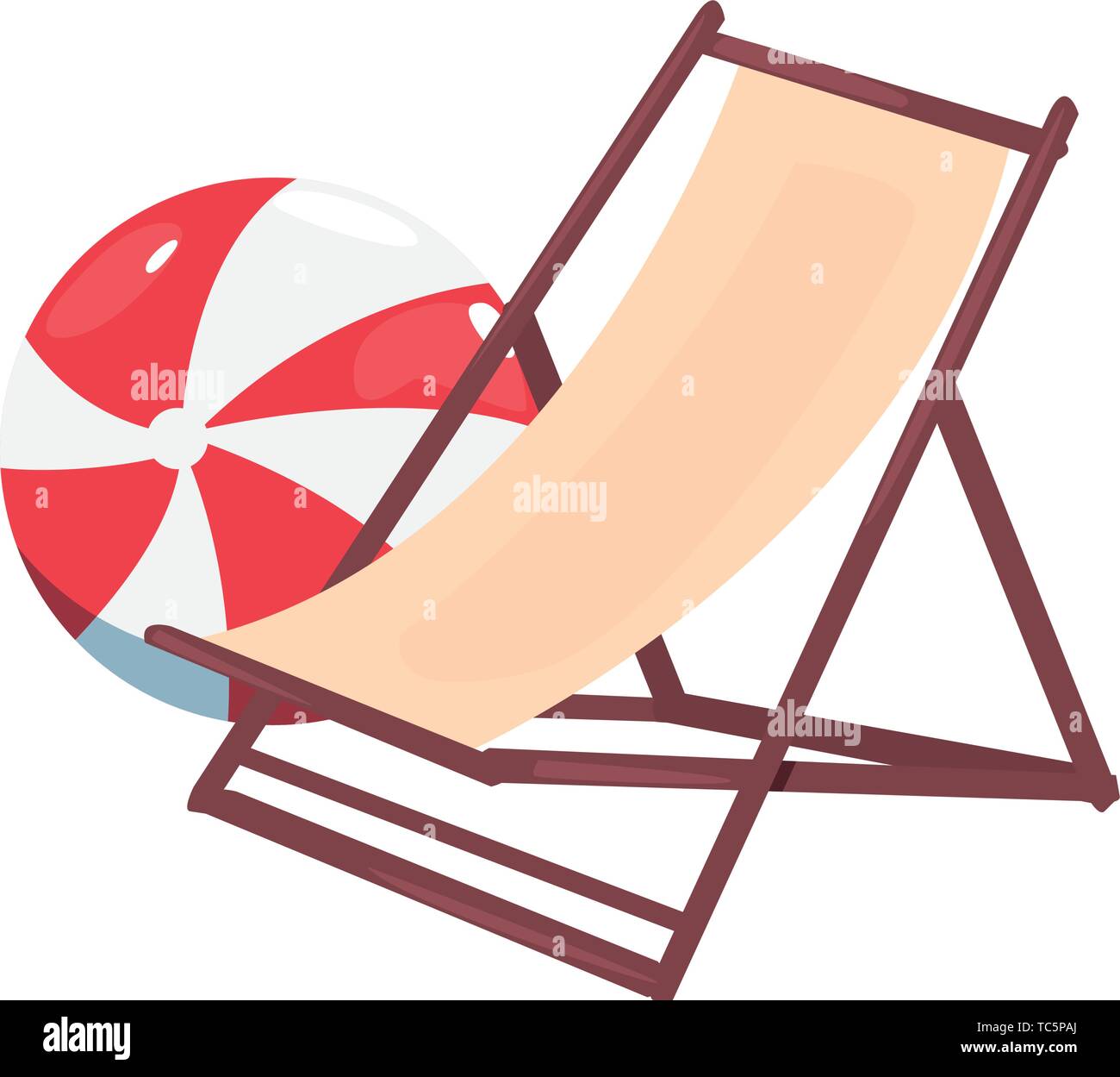 summer time holiday beachball and chair vector illustration Stock Vector