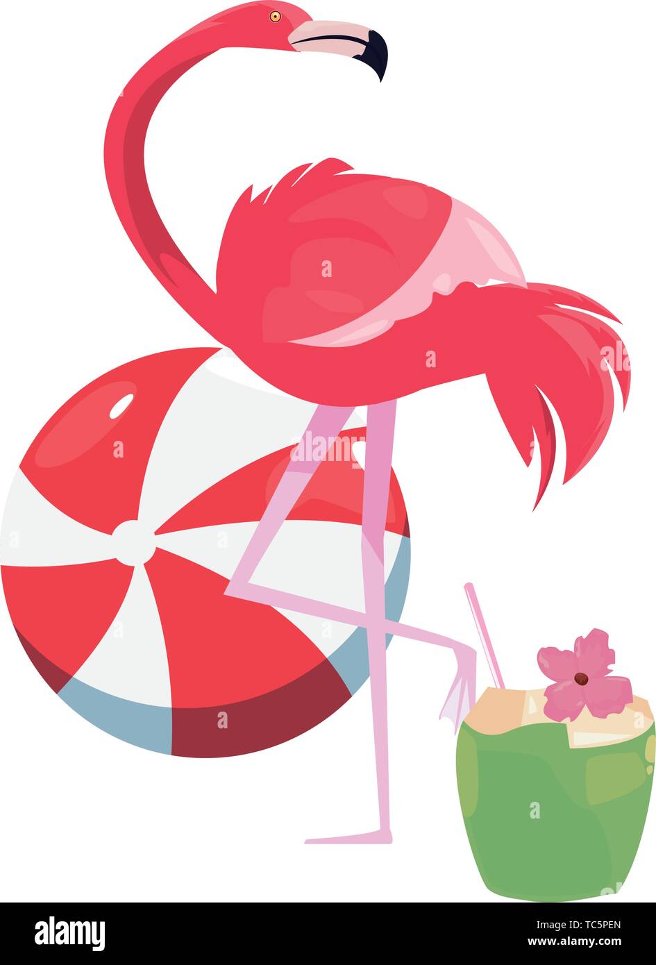 summer time holiday cocktail flamingo ball vector illustration Stock ...
