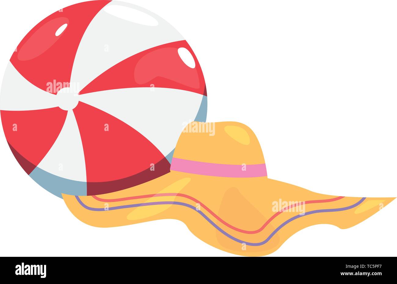 summer time holiday beachball and hat vector illustration Stock Vector
