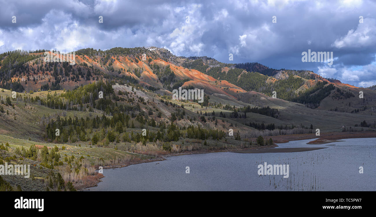 A panorama of the red hills in the Gros Ventre area near Kelly, Wyoming