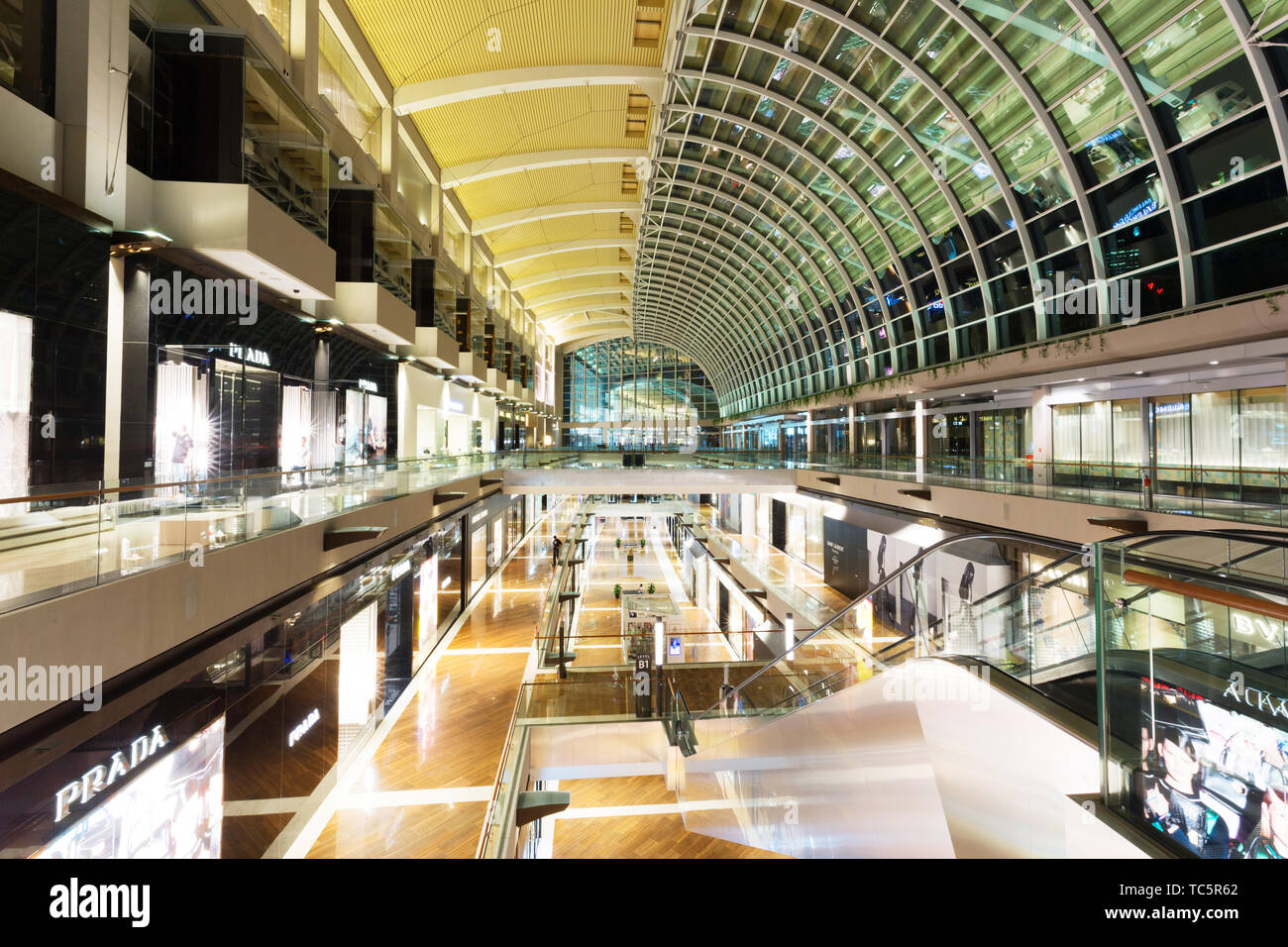 SINGAPORE -  July 1: The Shoppes at Marina Bay Sands interior on Stock Photo