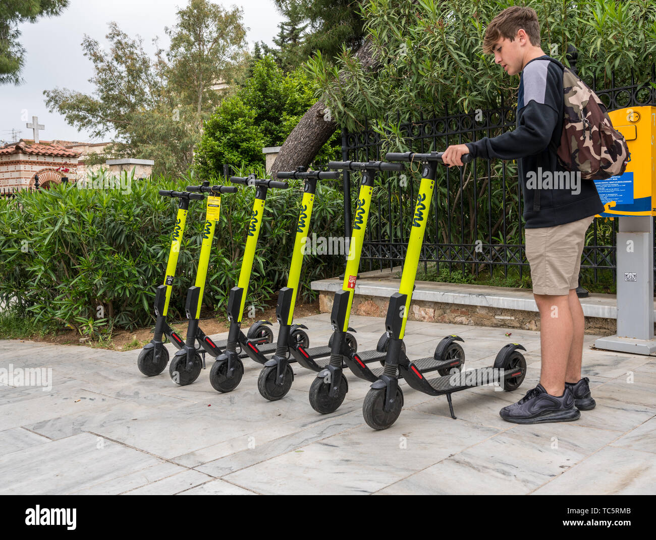 Vine electric scooter in Athens, Greece Stock Photo - Alamy