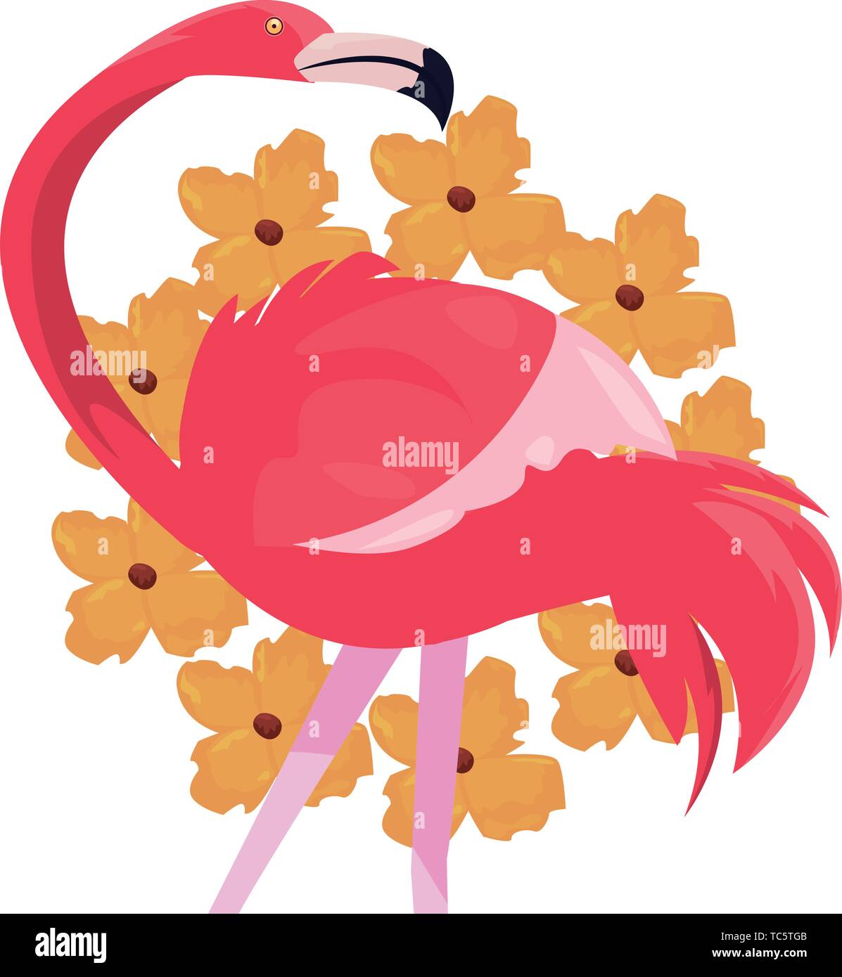 summer time holiday flower wreath flamingo vector illustration Stock ...