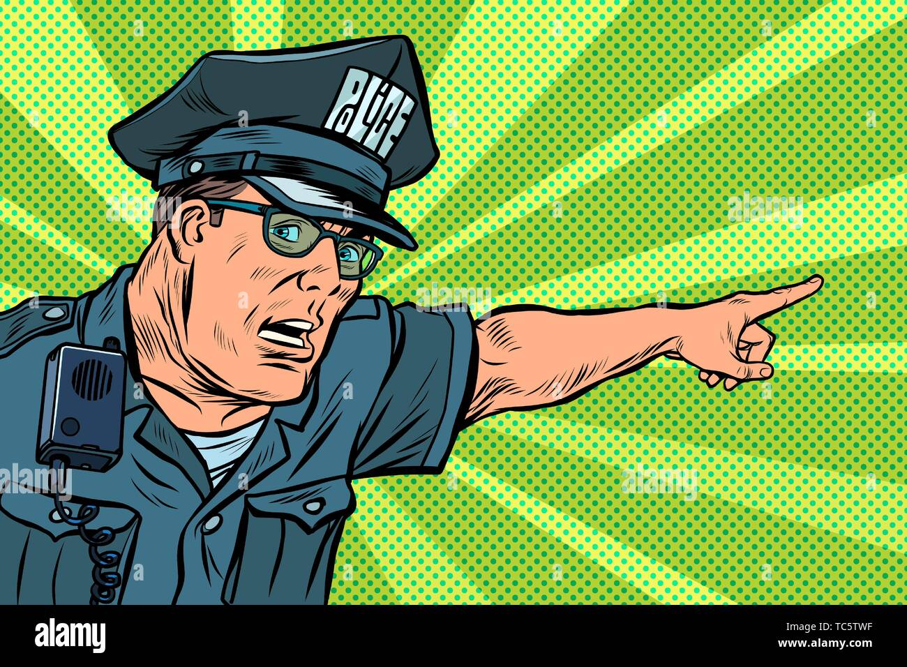 police officer cop points directions. Pop art retro vector illustration  kitsch vintage Stock Vector Image & Art - Alamy