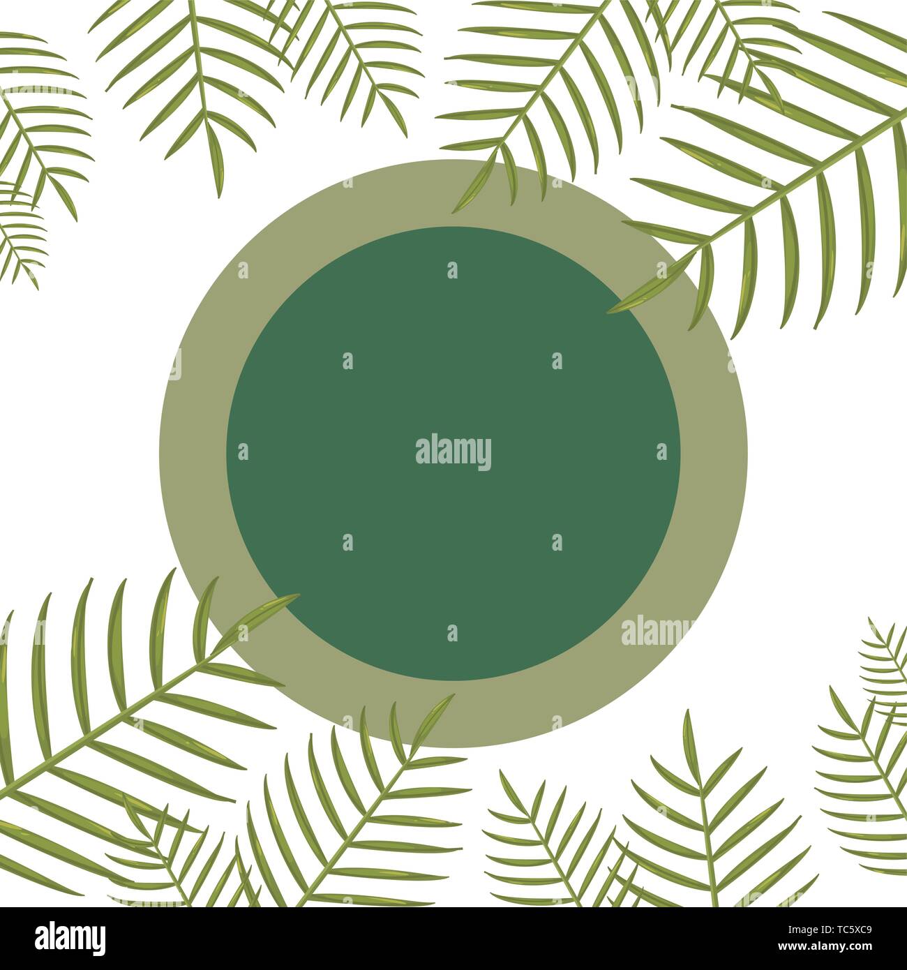 summer time badge foliage frame tropical leaves vector illustration ...