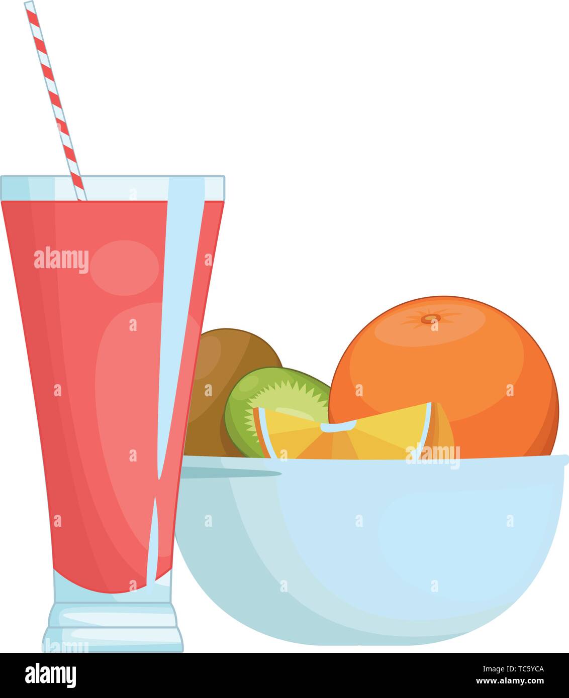 Natural juice cup and fruits in bowl Stock Vector Image & Art Alamy
