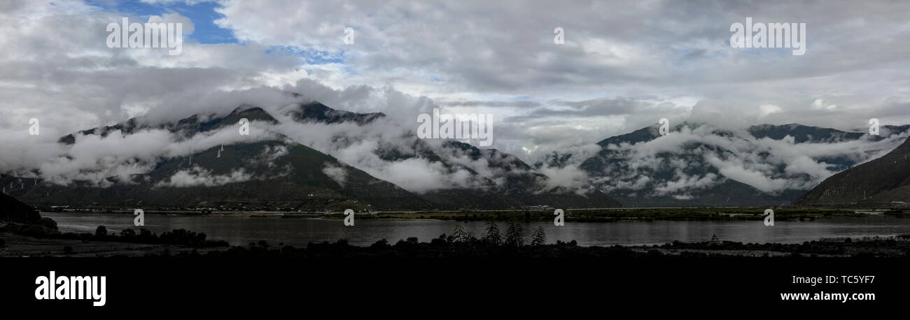 Mountain Baiyun filmed in Tibet in August 2017 Stock Photo