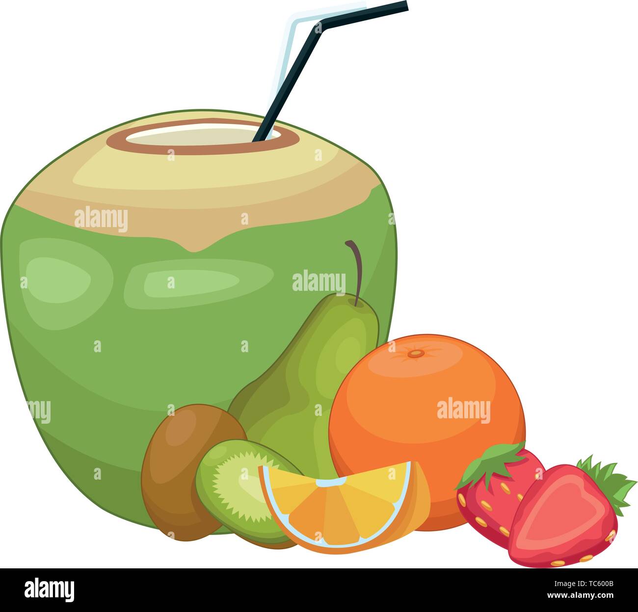 Coconut cocktail with tropical fruits Stock Vector Image & Art Alamy