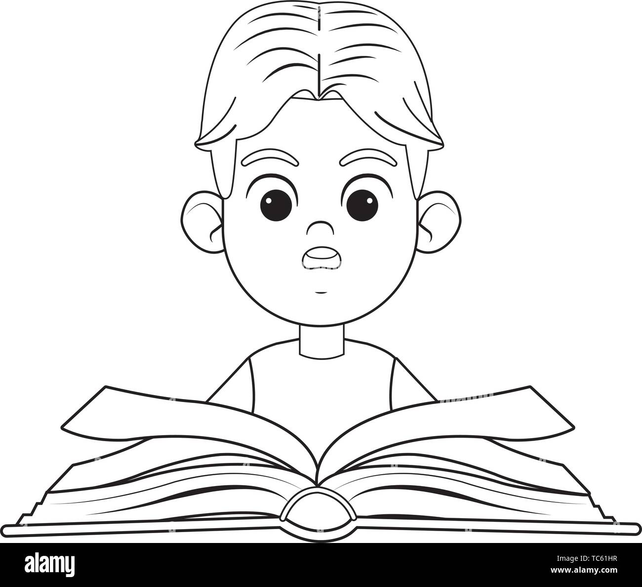 young kids reading a book black and white Stock Vector Image & Art Alamy