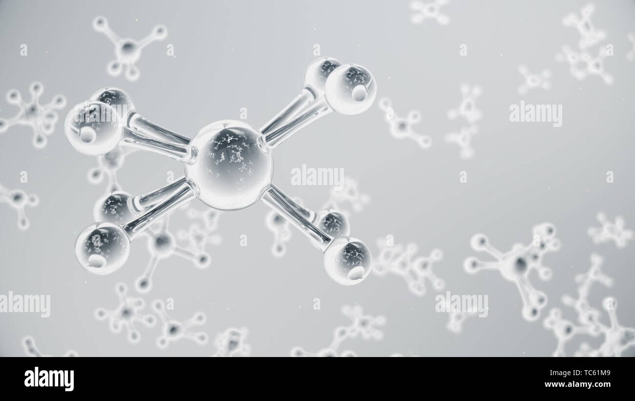 3D rendering molecule structure. Scientific medical background with atoms  and molecules. Grey background. Scientific animation for your banner, text  Stock Photo - Alamy