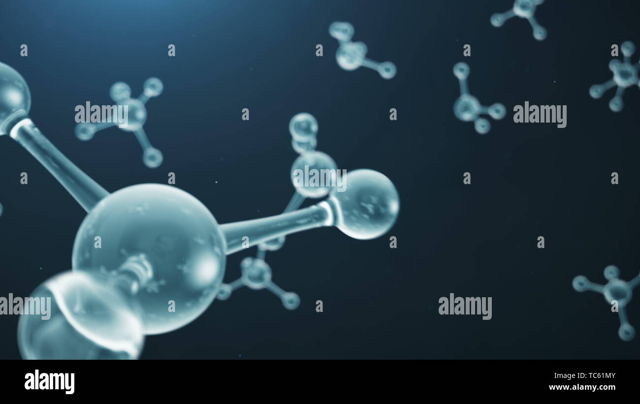 3D rendering molecule structure. Scientific medical background with atoms  and molecules. Blue background. Scientific animation for your banner, text  Stock Photo - Alamy