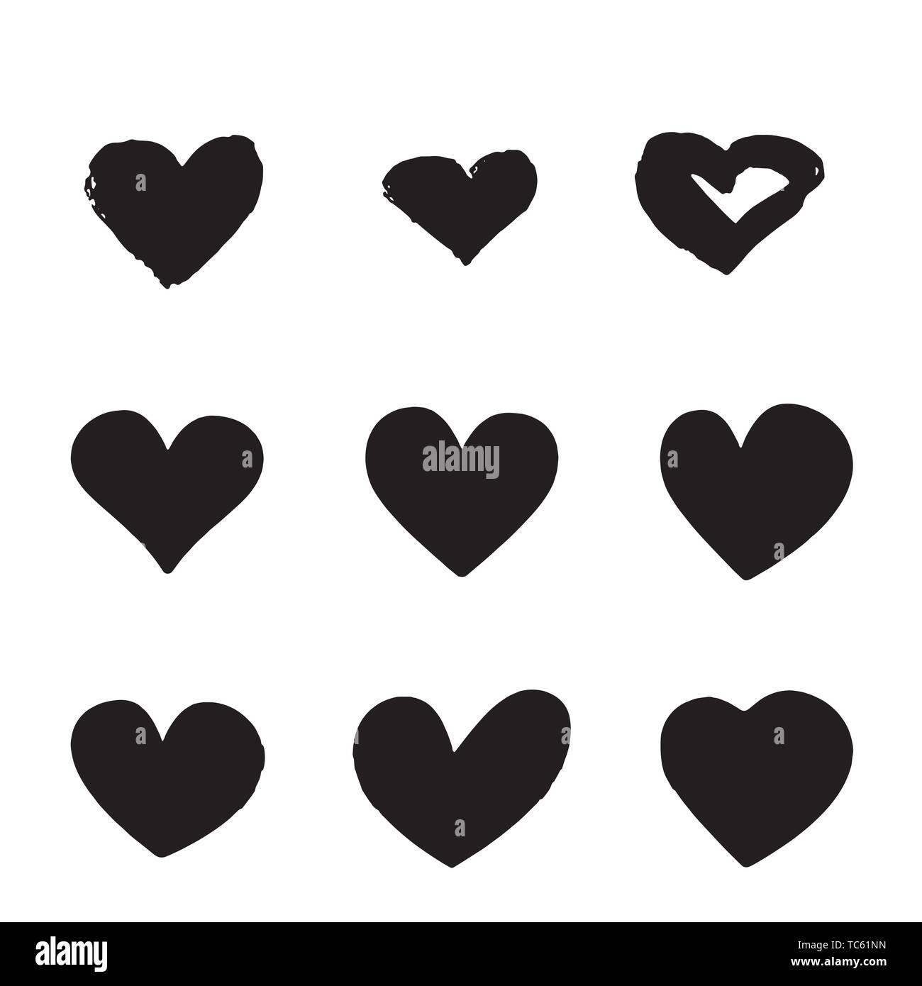 Red heart Icon isolated on white background. Set of love symbol for web ...