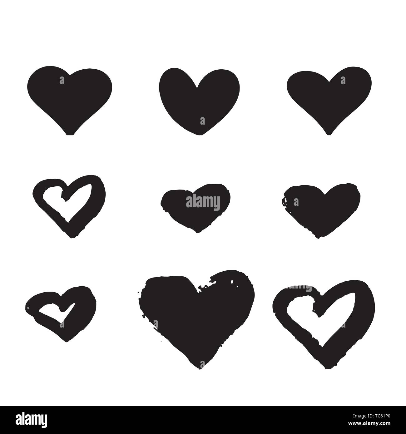 Red heart Icon isolated on white background. Set of love symbol for web ...