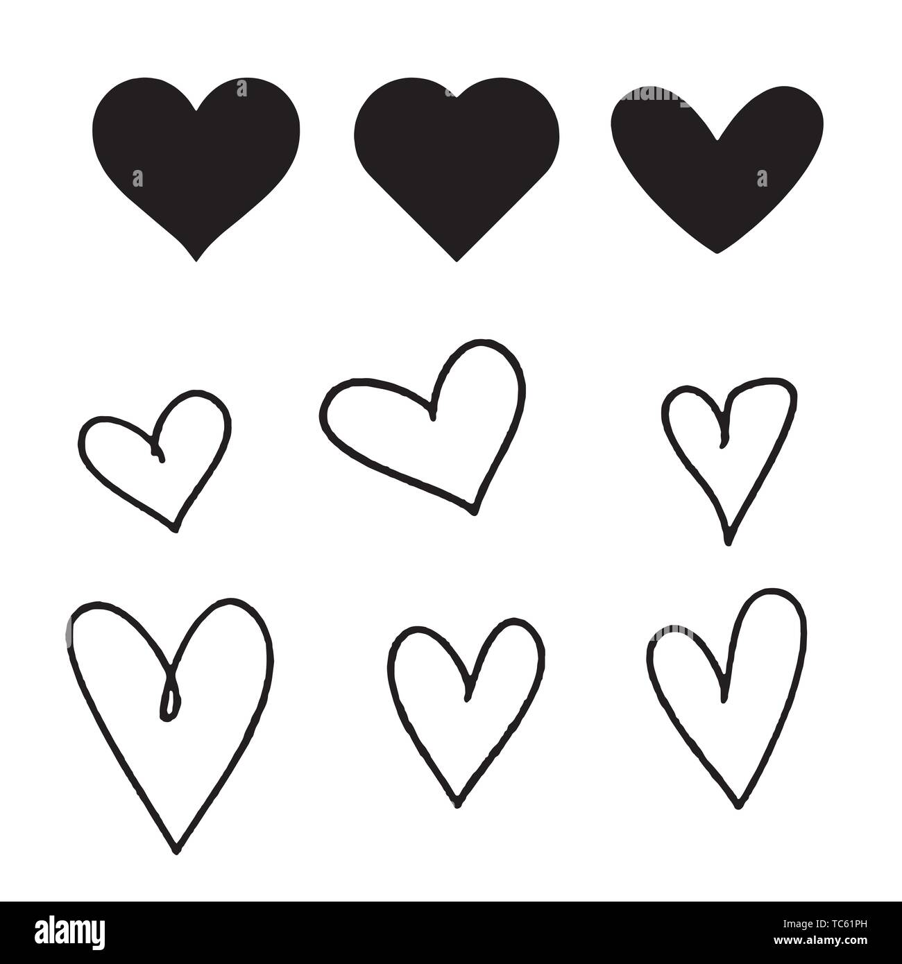 Red heart Icon isolated on white background. Set of love symbol for web ...
