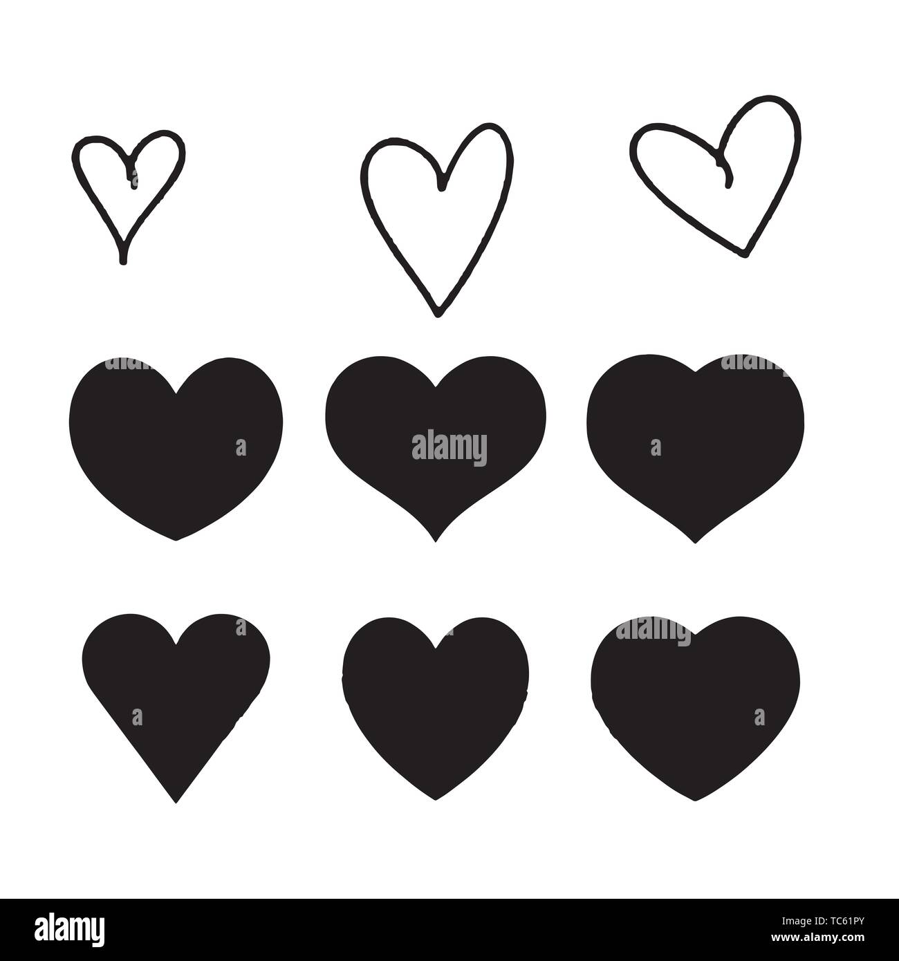 Red heart Icon isolated on white background. Set of love symbol for web ...